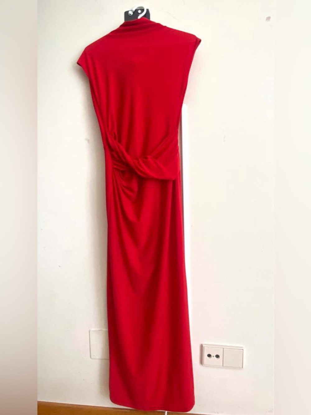 HOT red Zara Red Knot-Front Maxi Dress open back like new high neck tie back